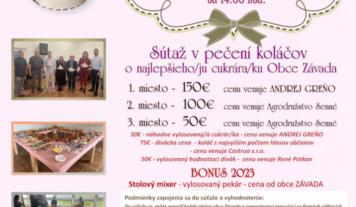 Aktuality / Pozvánka na 7. ročník súťaže v pečení koláčov - Sladká Sobota 2023 - foto
