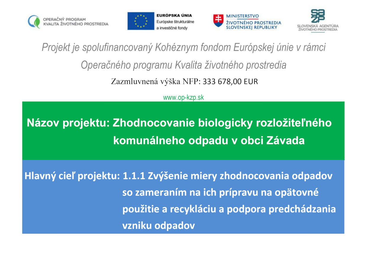 Zhodnocovanie biologicky rozložiteľného komunálneho odpadu v obci Závada